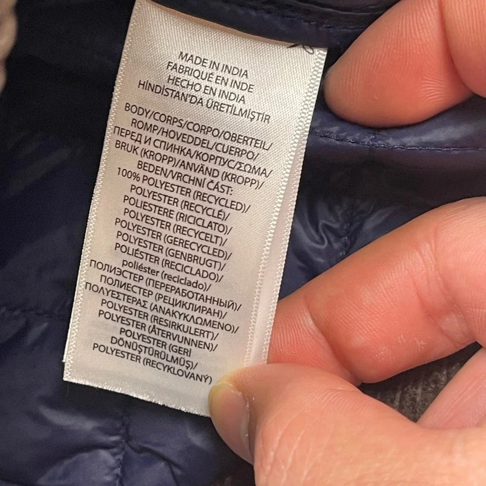 Ralph Lauren Kids Navy Blue Quilted Hooded Barn Jacket Corduroy Trim 9M